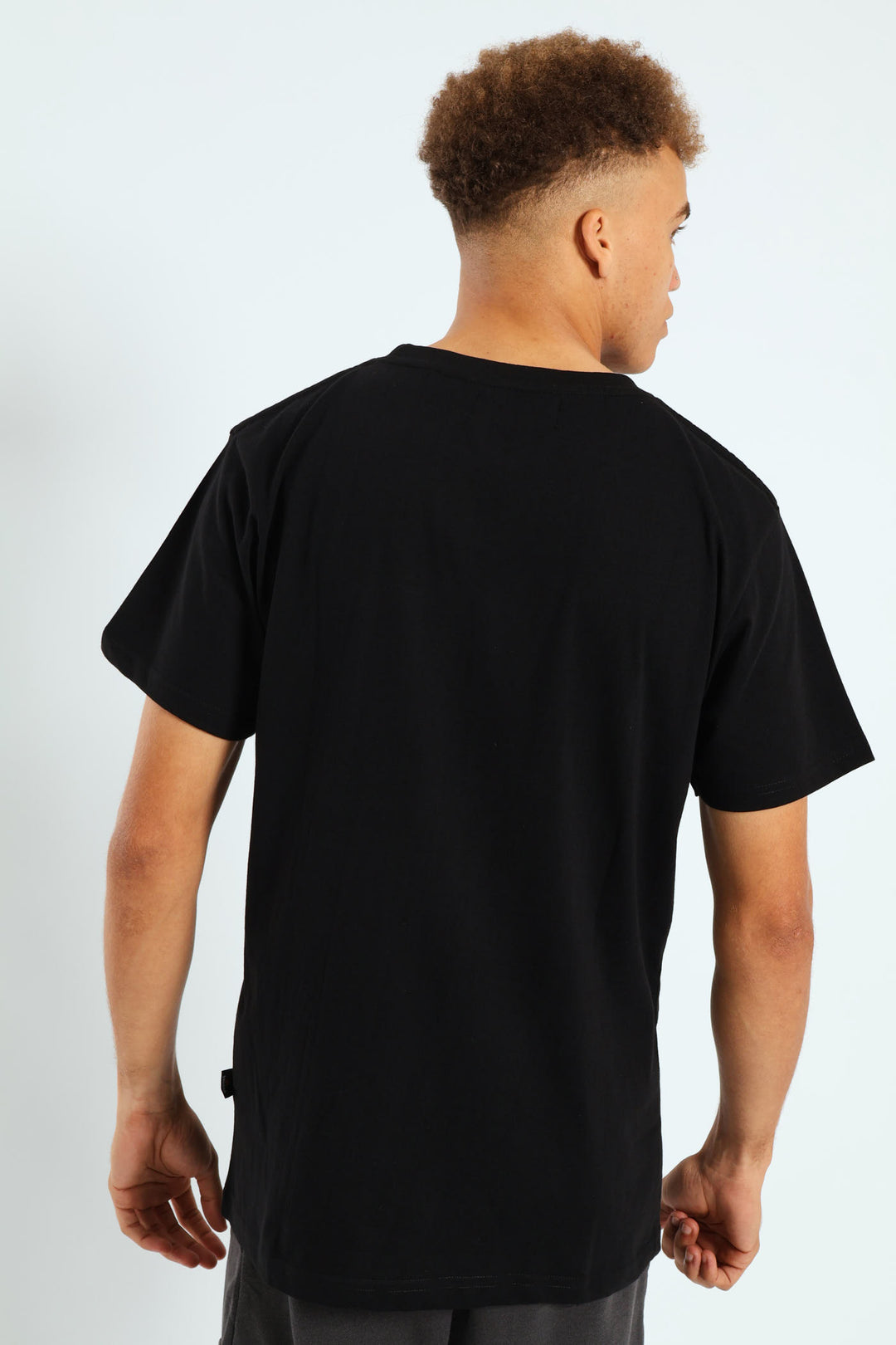 Short Sleeve Basic Print Tee - Black