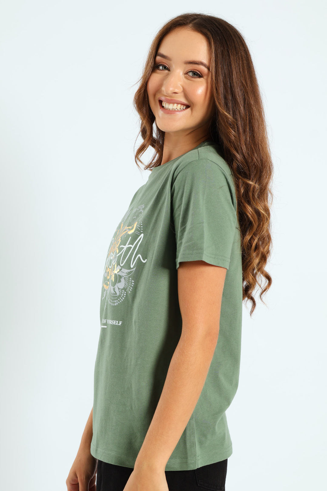 Floral Foil Growth Tee - Eucalyptus Green