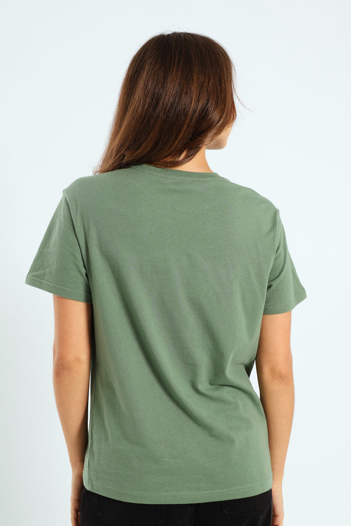 Floral Foil Growth Tee - Eucalyptus Green
