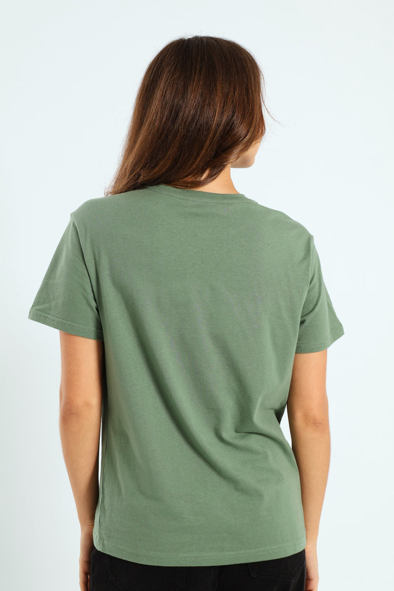 Floral Foil Growth Tee - Eucalyptus Green