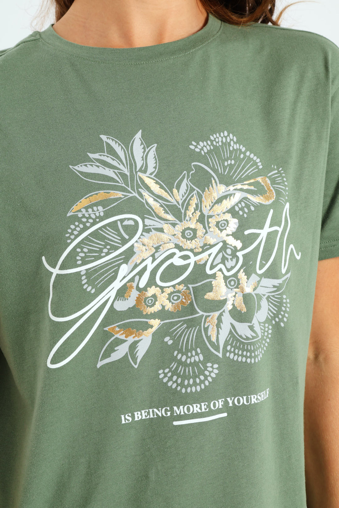 Floral Foil Growth Tee - Eucalyptus Green