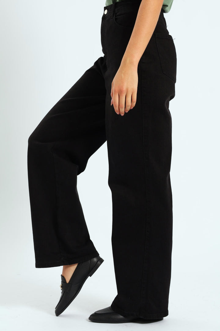 Hi-Rise Wide Leg Jean - Black