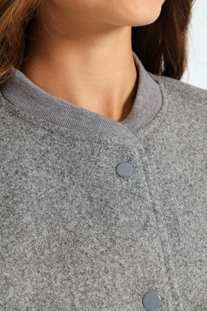 Preppy Melton Bomber Jacket - Charcoal Melange