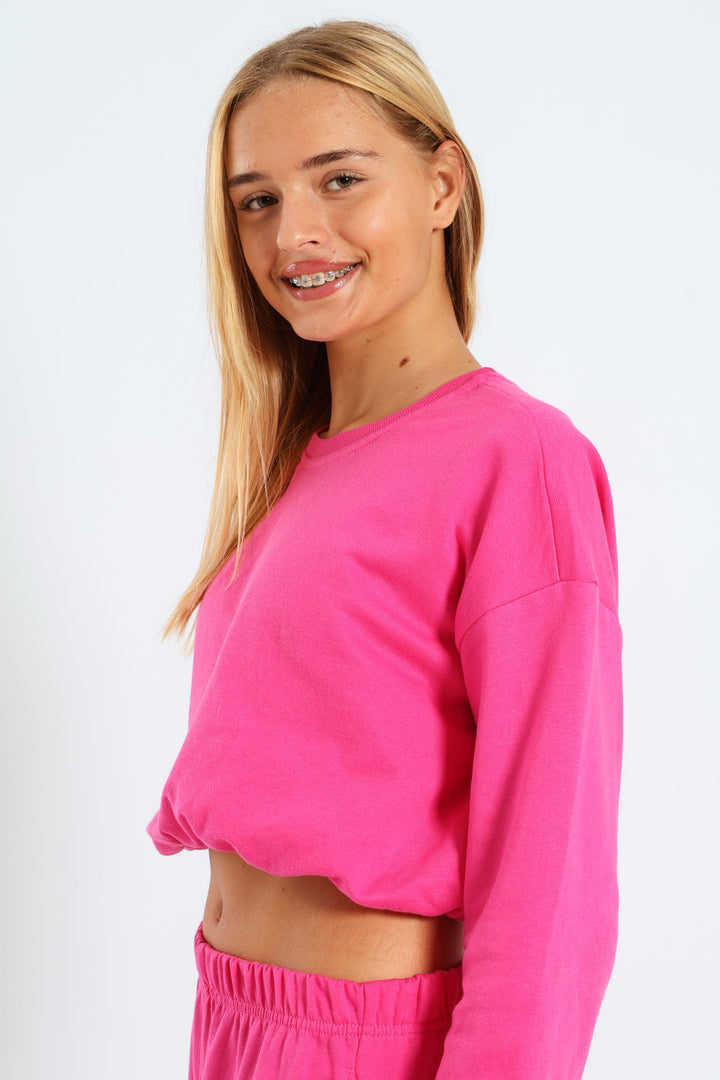 Girls Fleece Bubble Top - Cerise