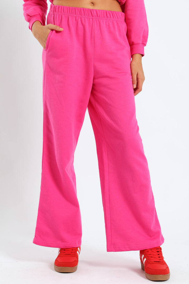 Girls Fleece Wide Leg Pants - Cerise