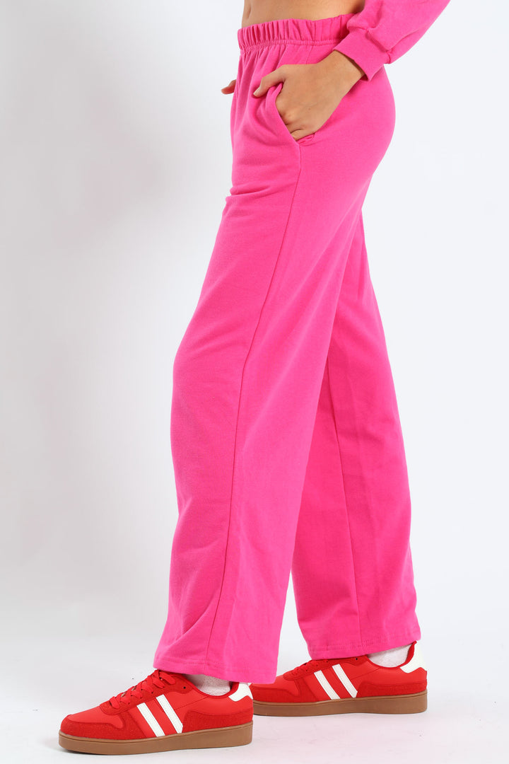 Girls Fleece Wide Leg Pants - Cerise