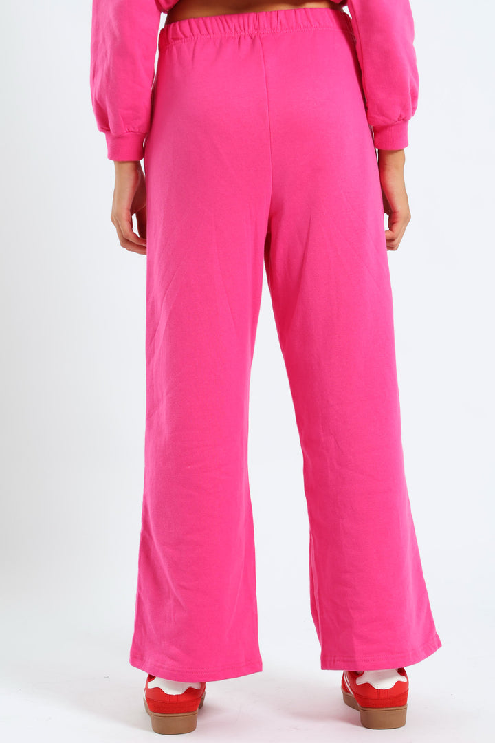 Girls Fleece Wide Leg Pants - Cerise