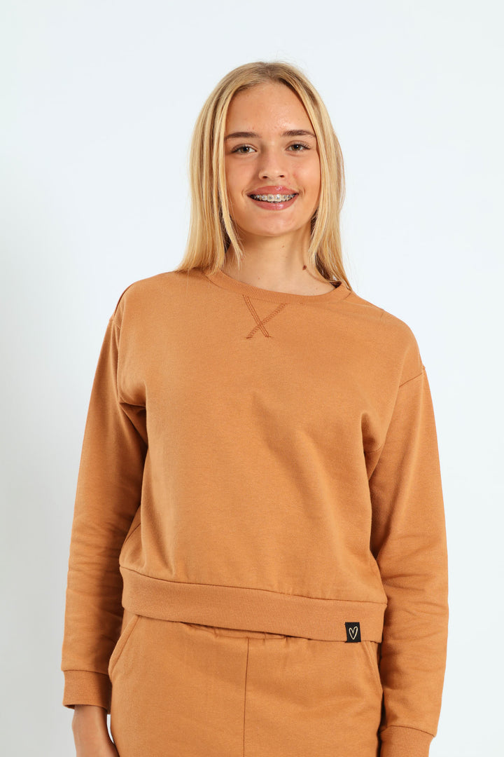 Girls Fleece Top - Brown