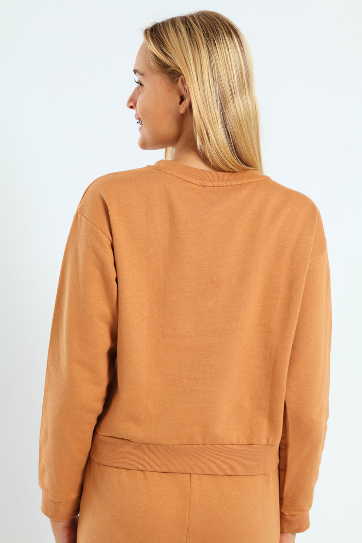 Girls Fleece Top - Brown