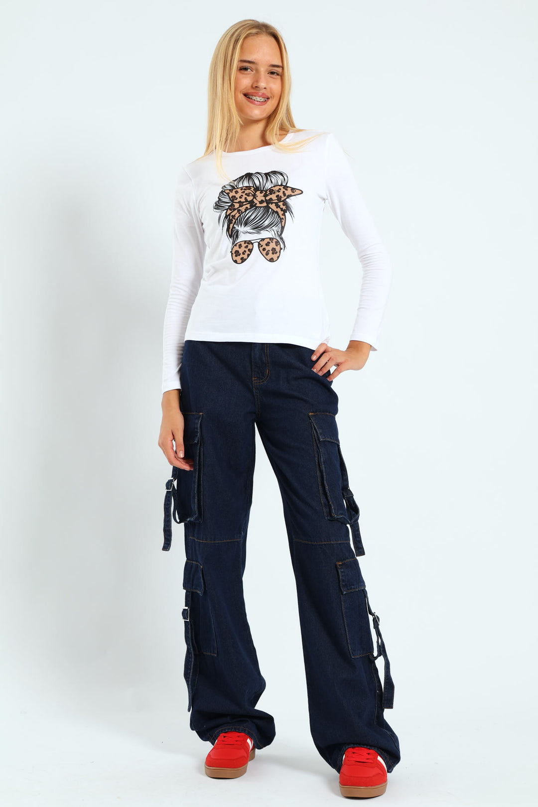 Girls Long Sleeve Regular Tee - White