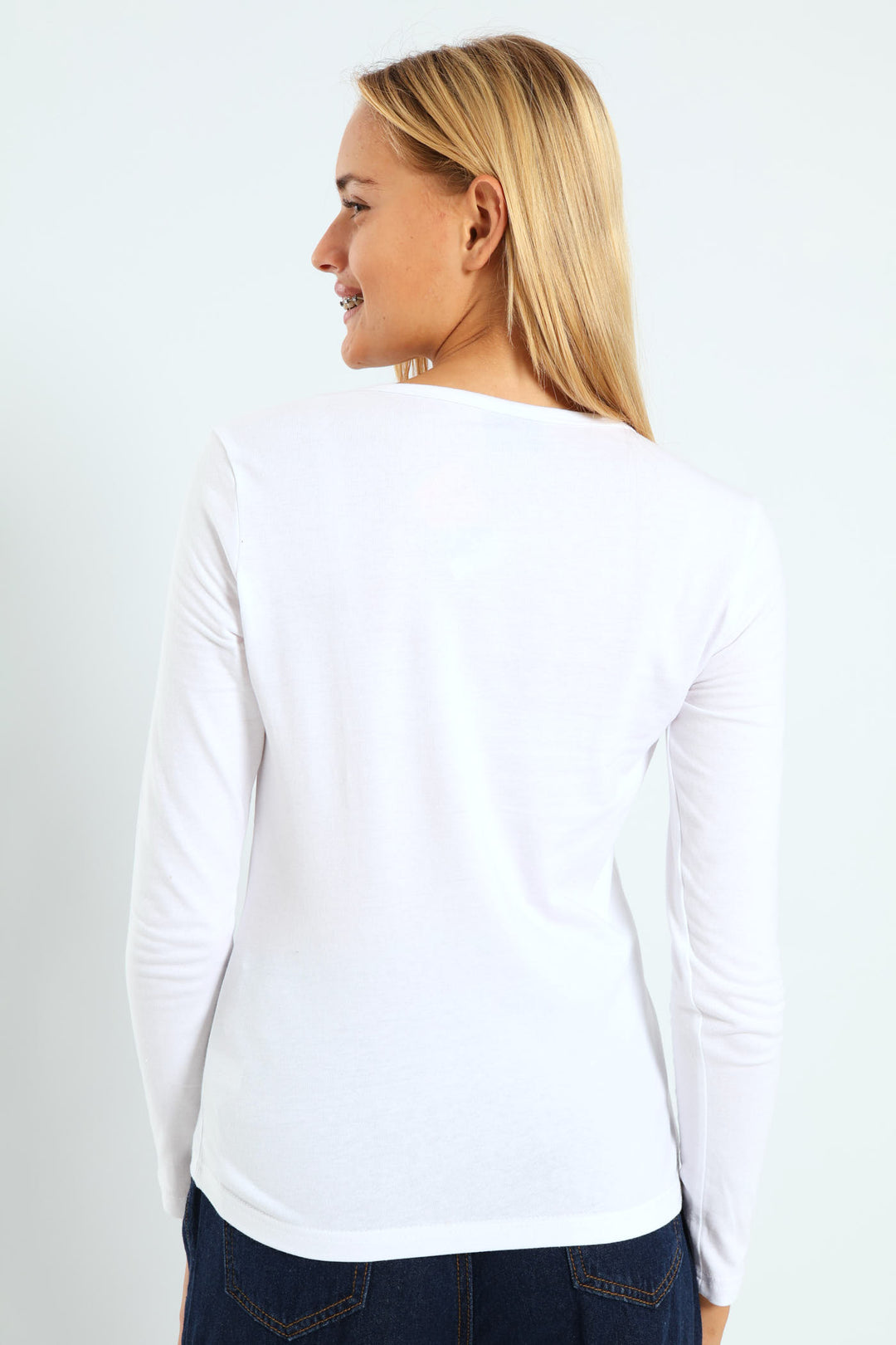 Girls Long Sleeve Regular Tee - White