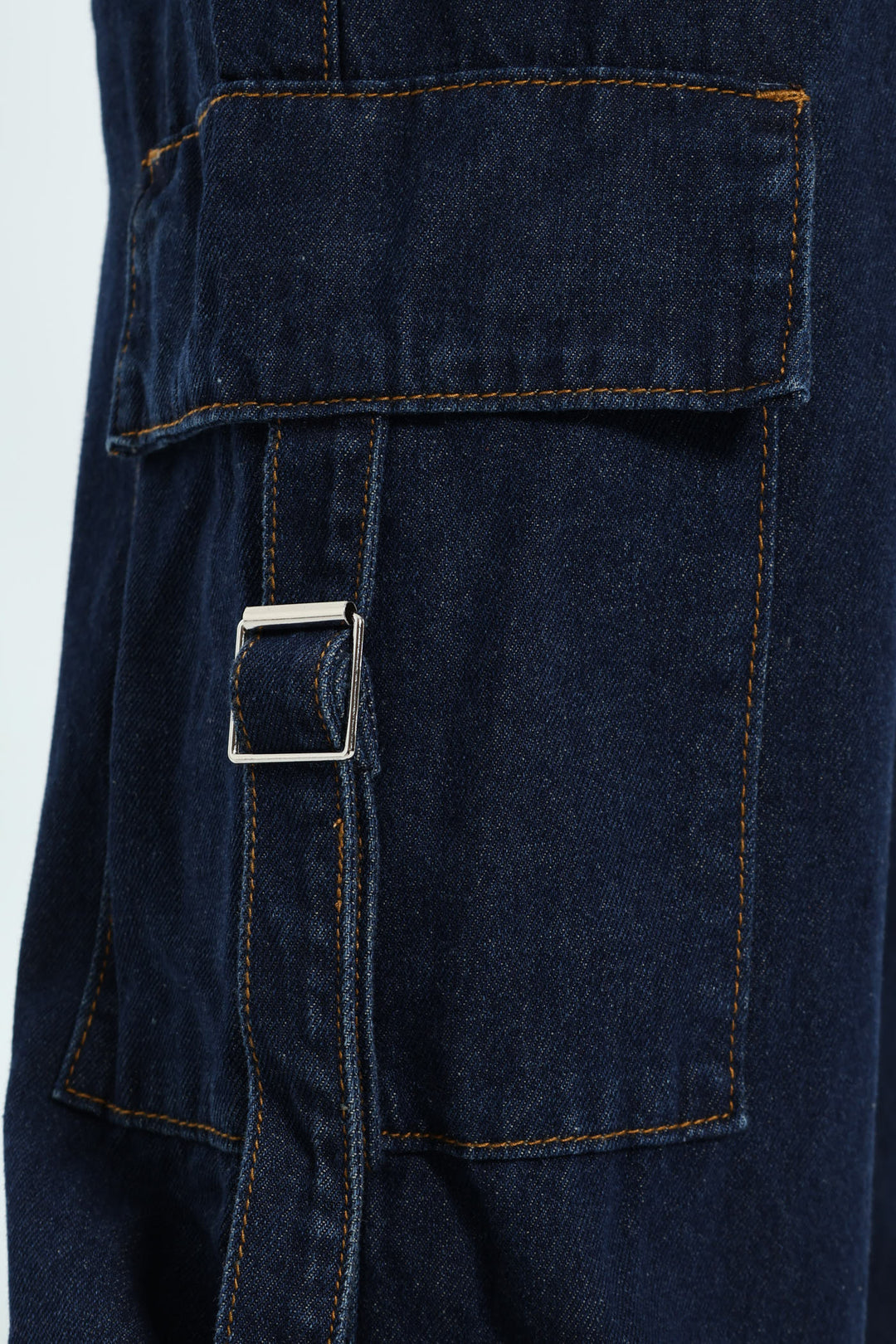 Girls Cargo Straps Raw Denim - Dark Blue