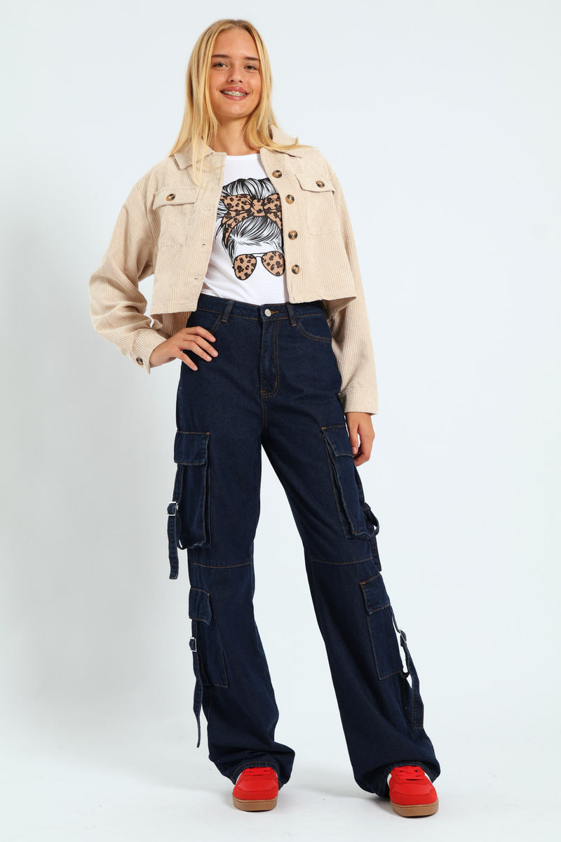 Girls Corduroy Shacket - Stone