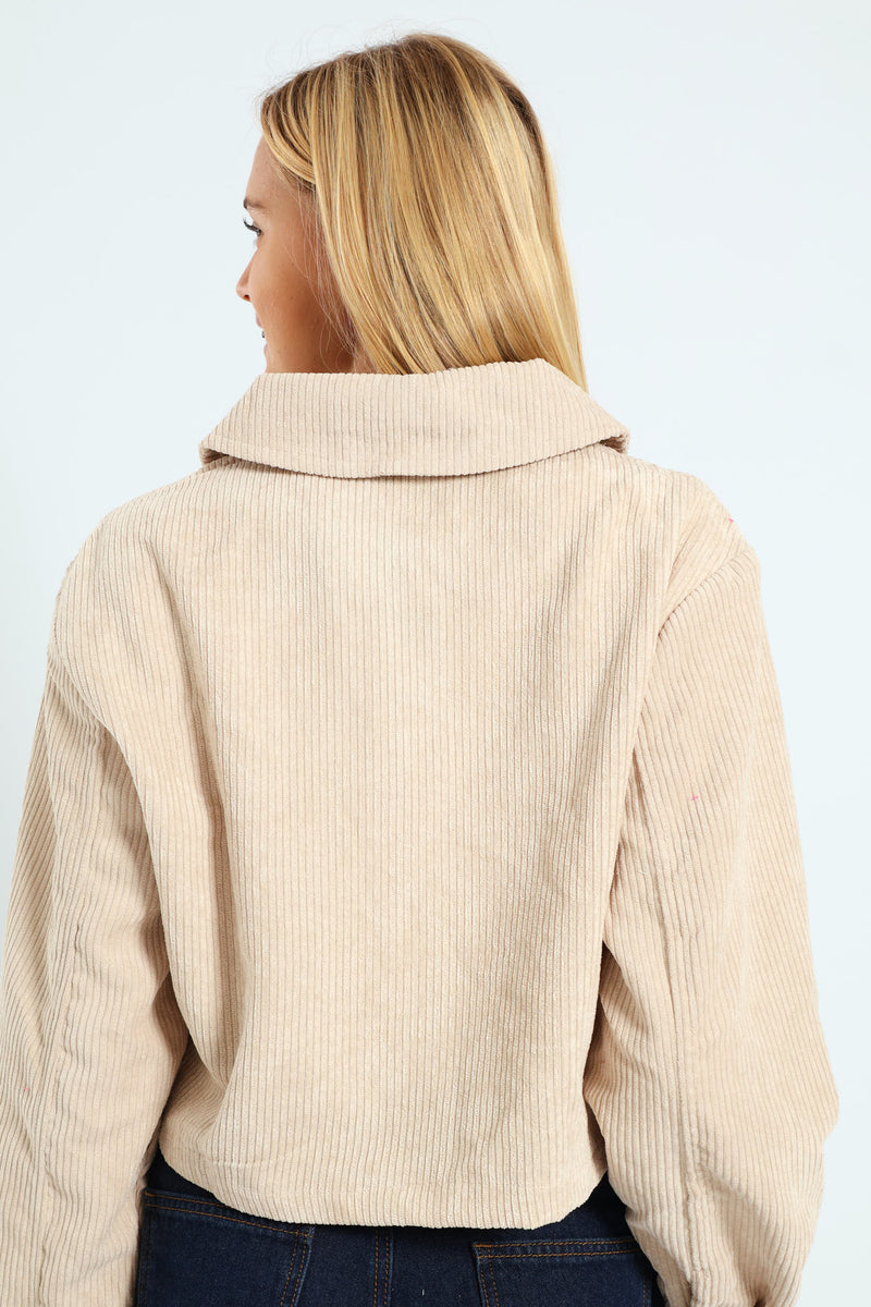 Girls Corduroy Shacket - Stone