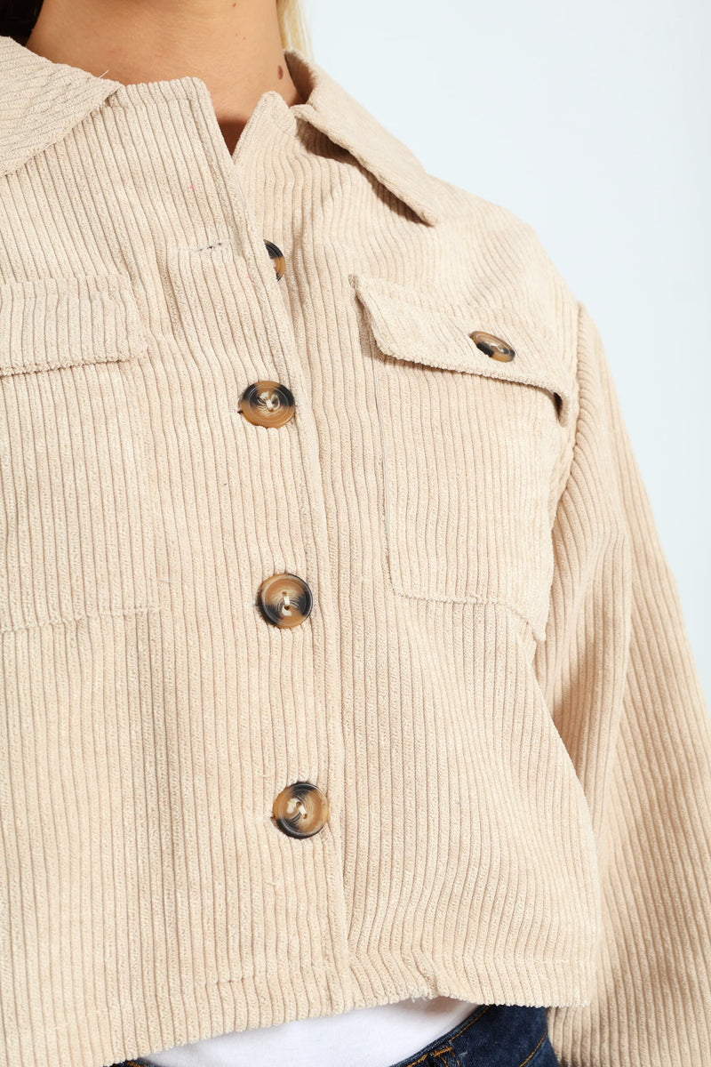 Girls Corduroy Shacket - Stone