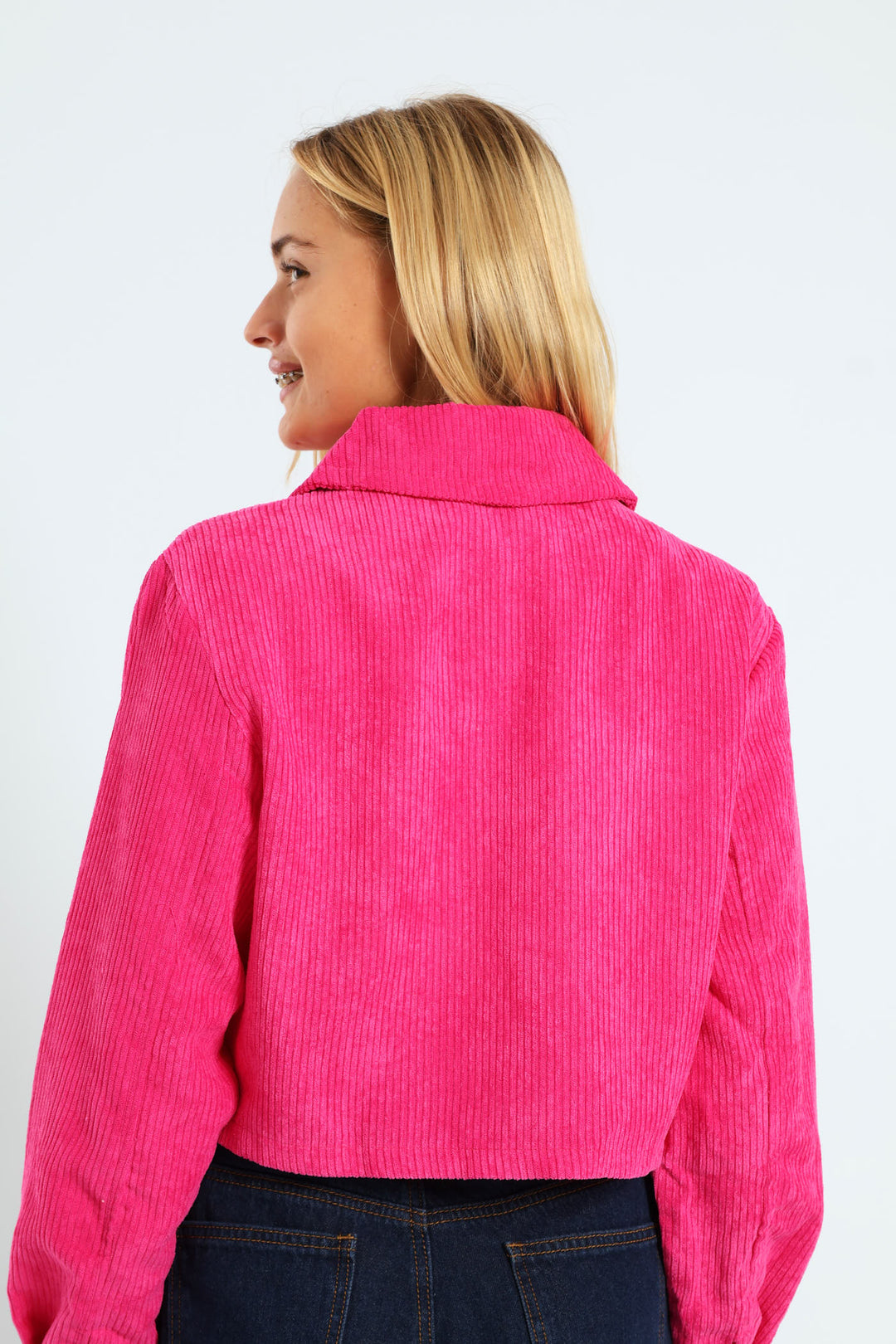 Girls Corduroy Shacket - Cerise