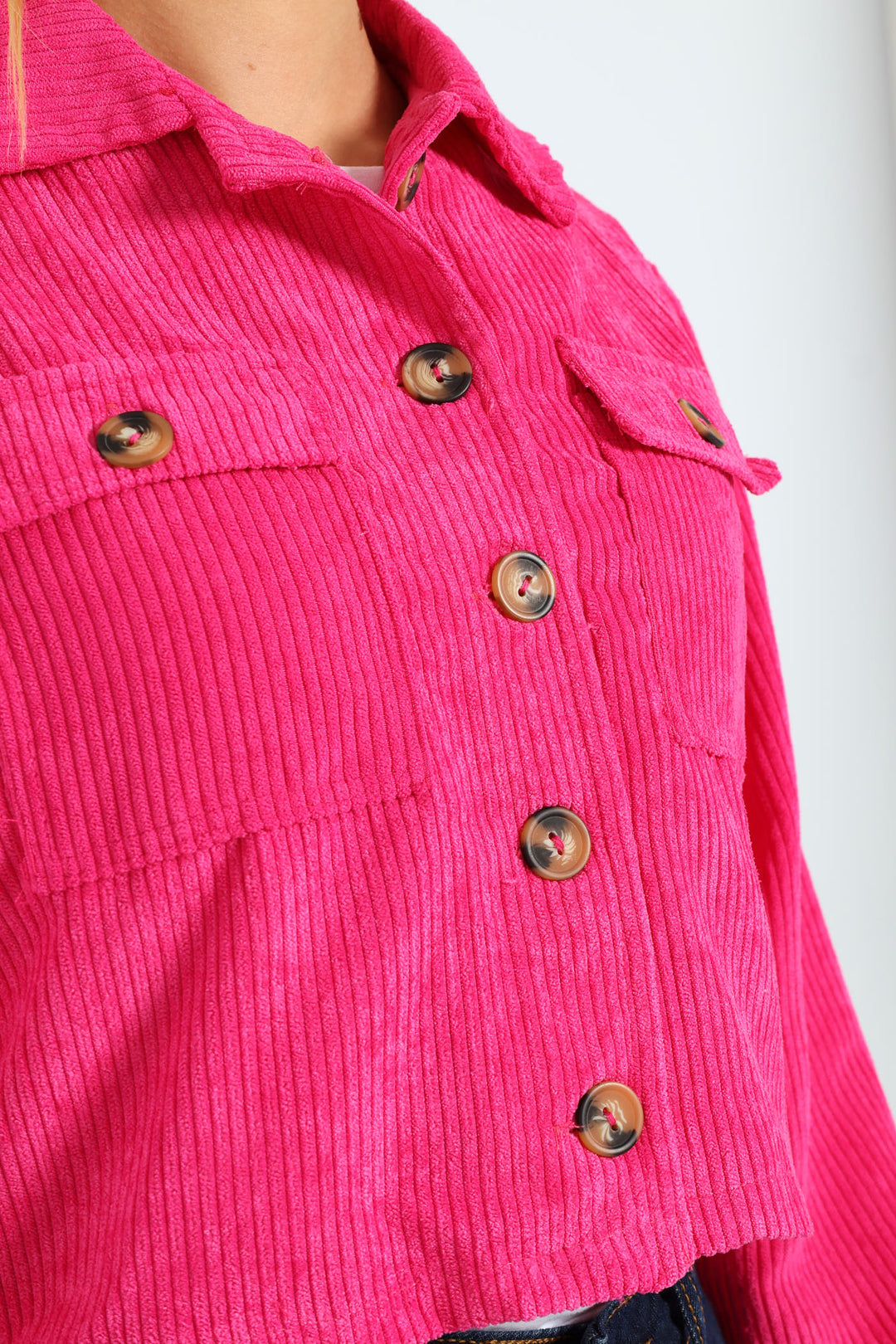 Girls Corduroy Shacket - Cerise