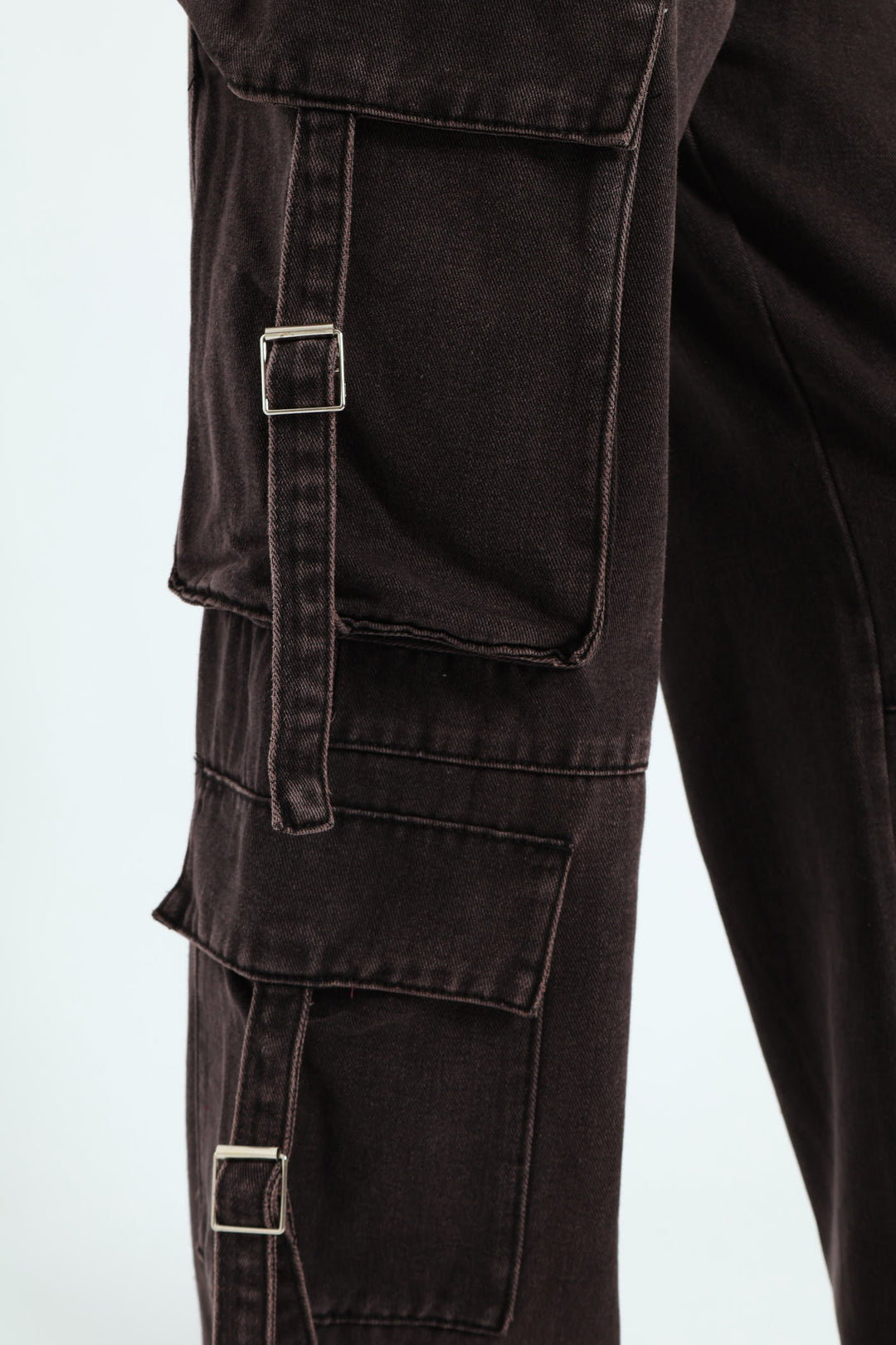 Girls Cargo Straps Denim - Charcoal