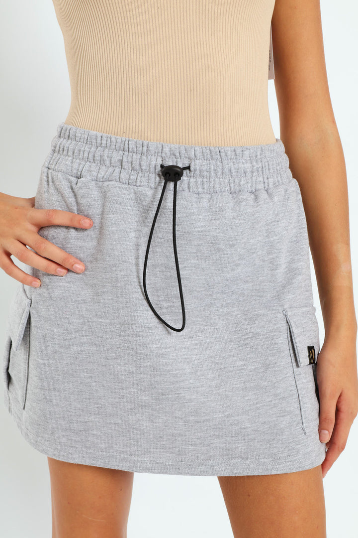 Girls Fleece Cargo Skirt - Grey Melange