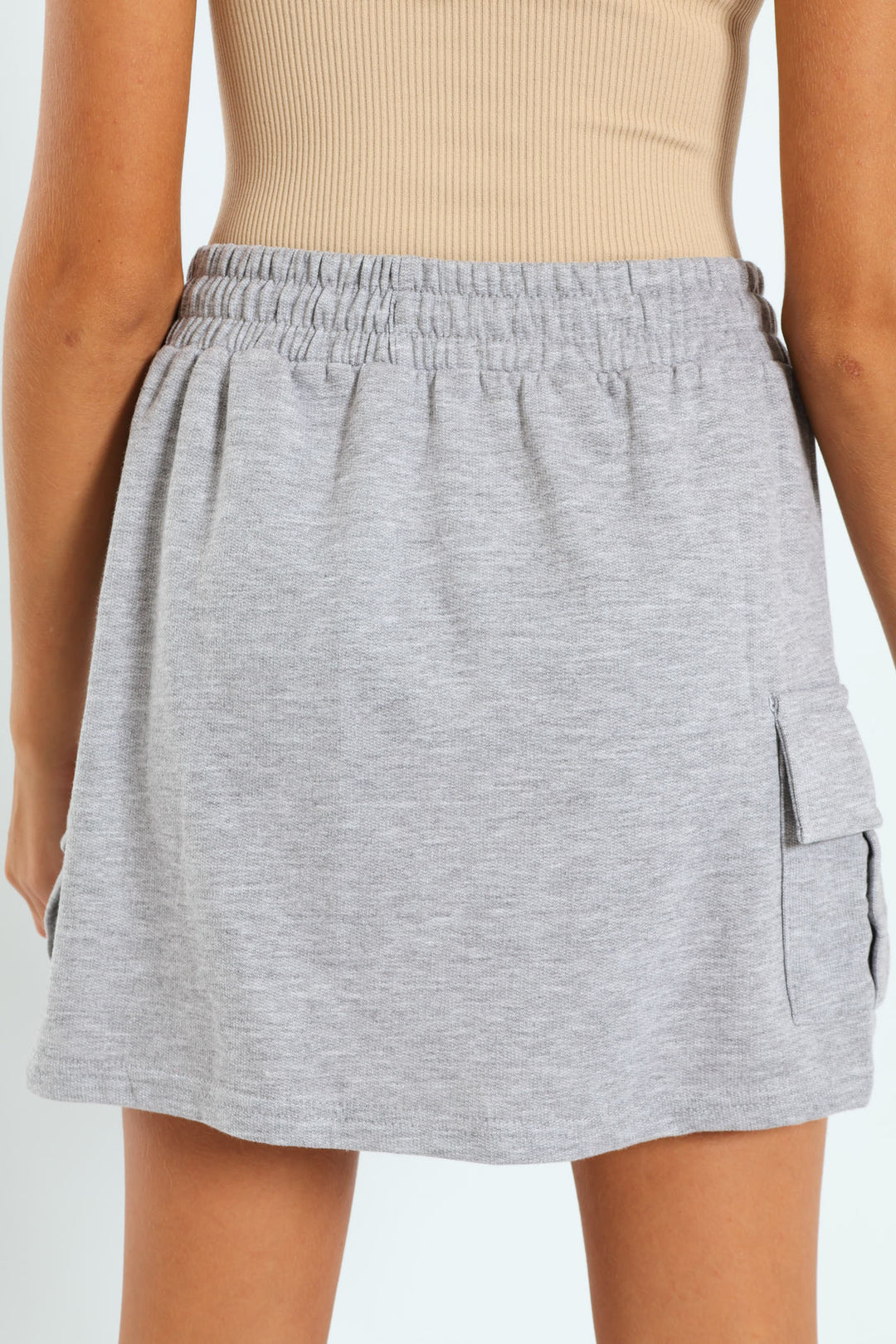 Girls Fleece Cargo Skirt - Grey Melange