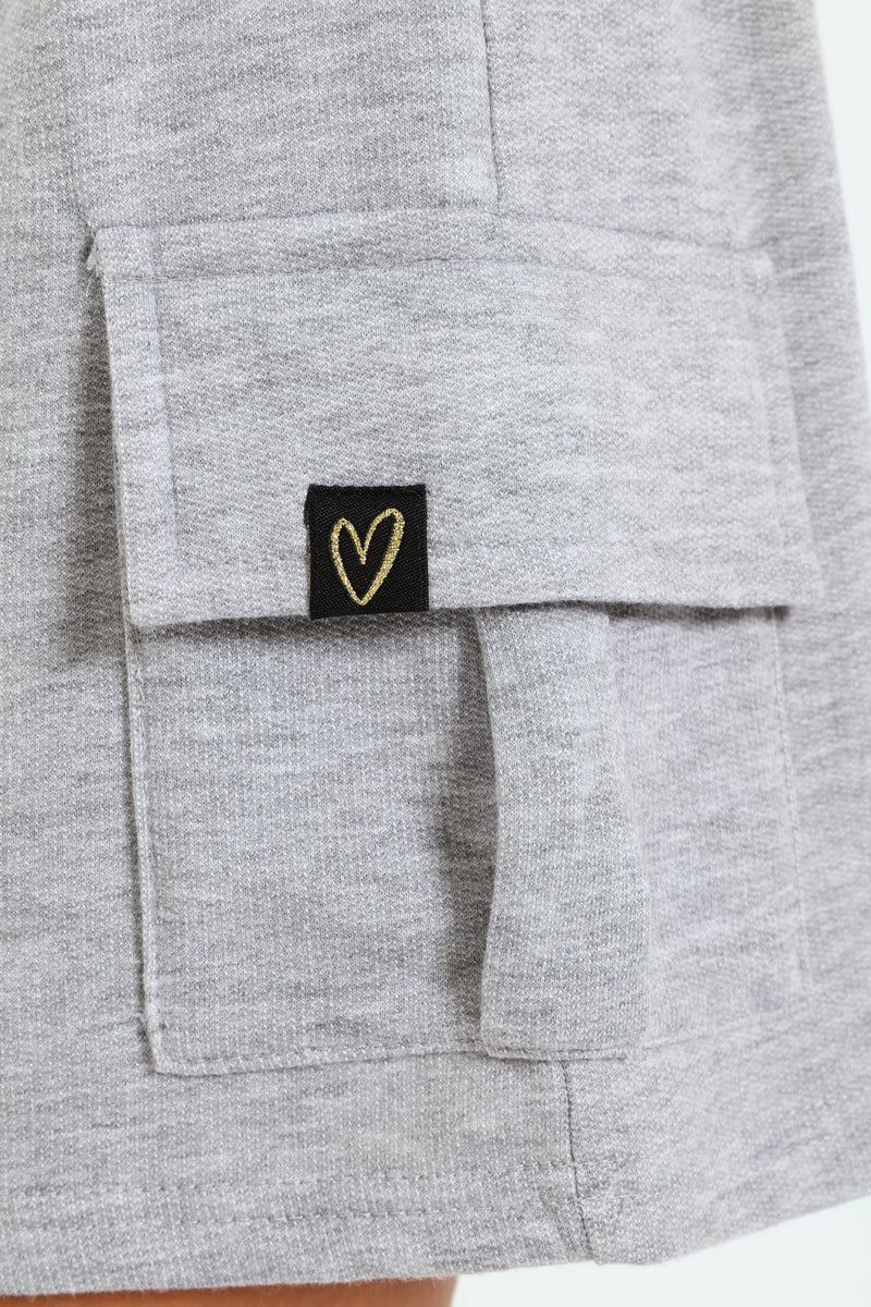 Girls Fleece Cargo Skirt - Grey Melange