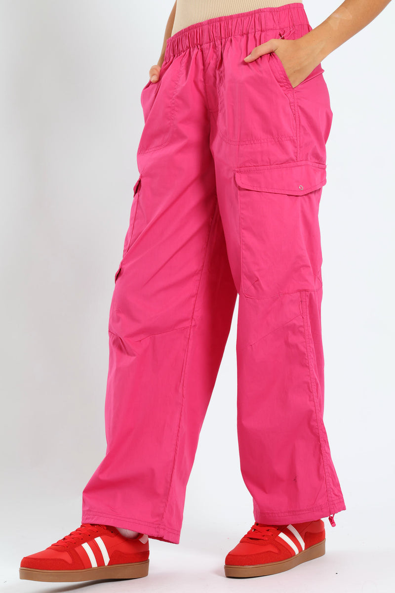 Girls Multi Pocket Parachute Pants - Cerise