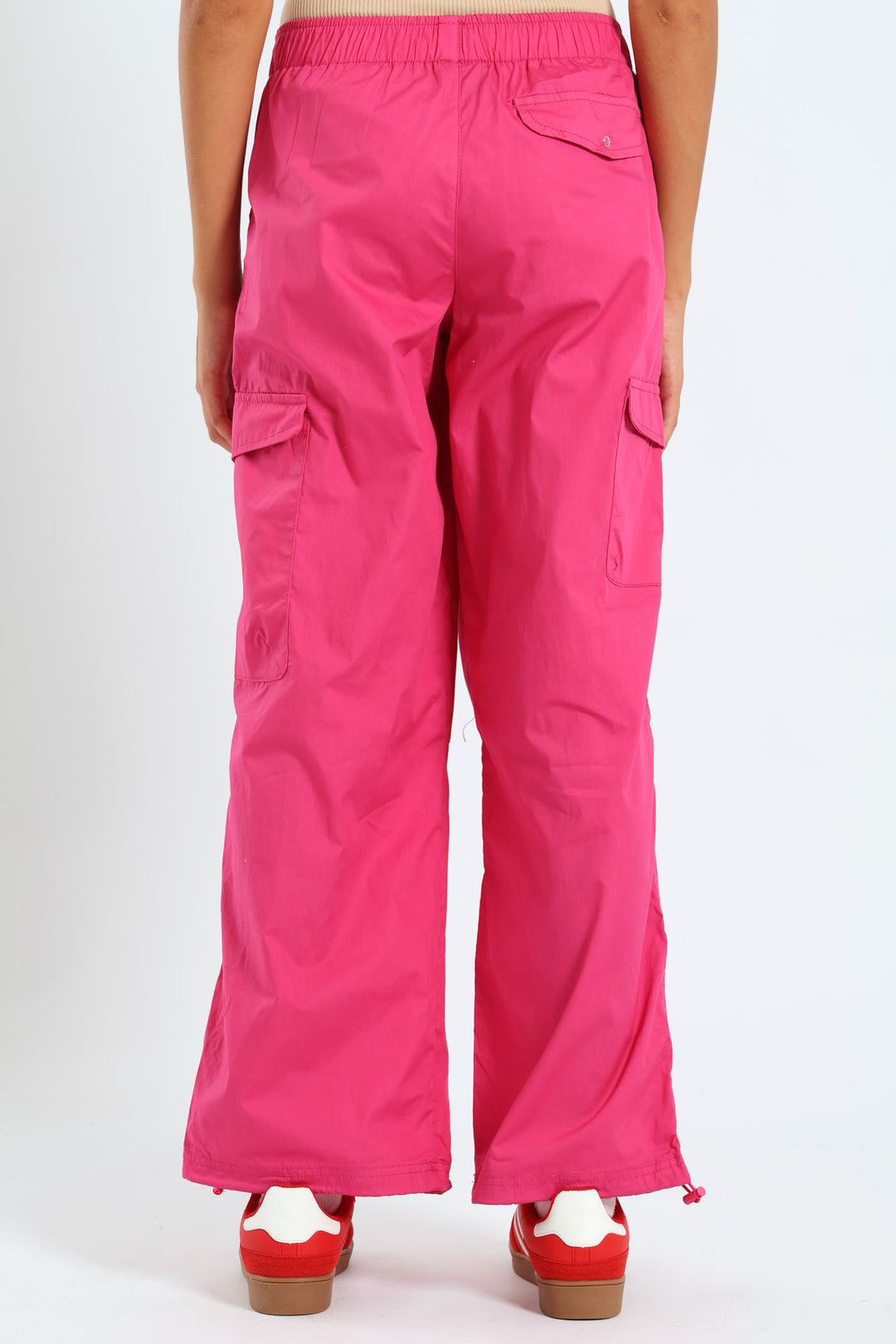 Girls Multi Pocket Parachute Pants - Cerise