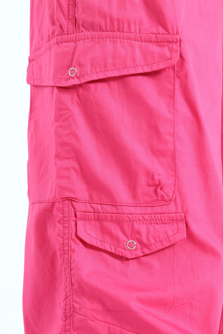 Girls Multi Pocket Parachute Pants - Cerise