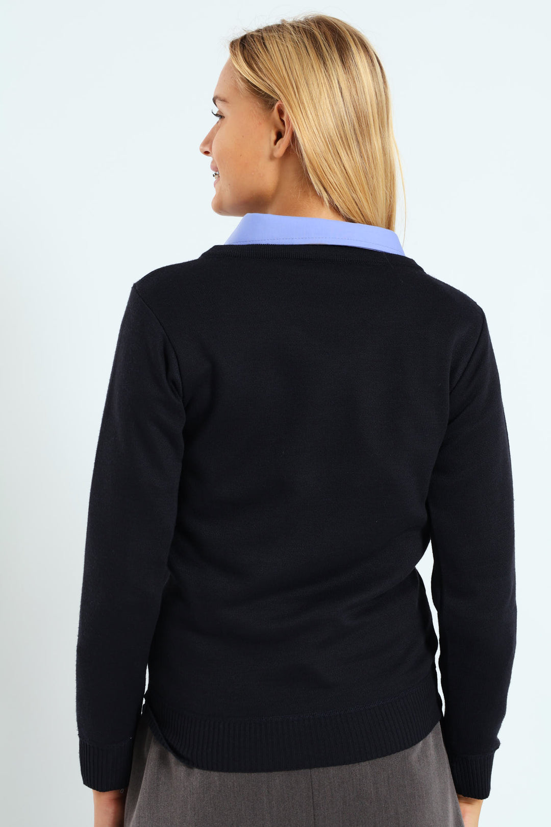 Long Sleeve V-Neck School Jersey - Dark Blue