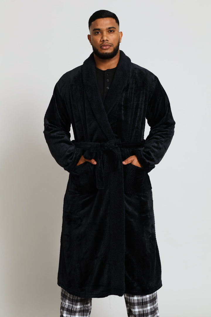 Plush Fleece Shawl Gown - Charcoal
