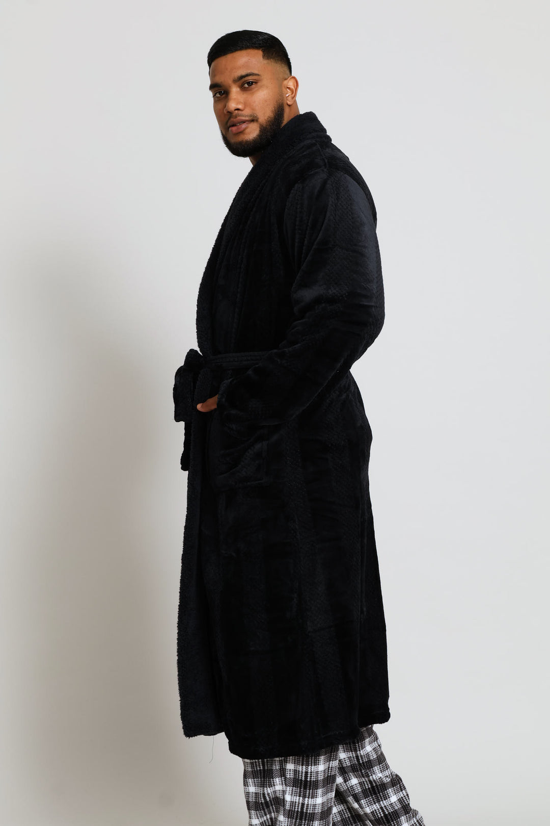 Plush Fleece Shawl Gown - Charcoal