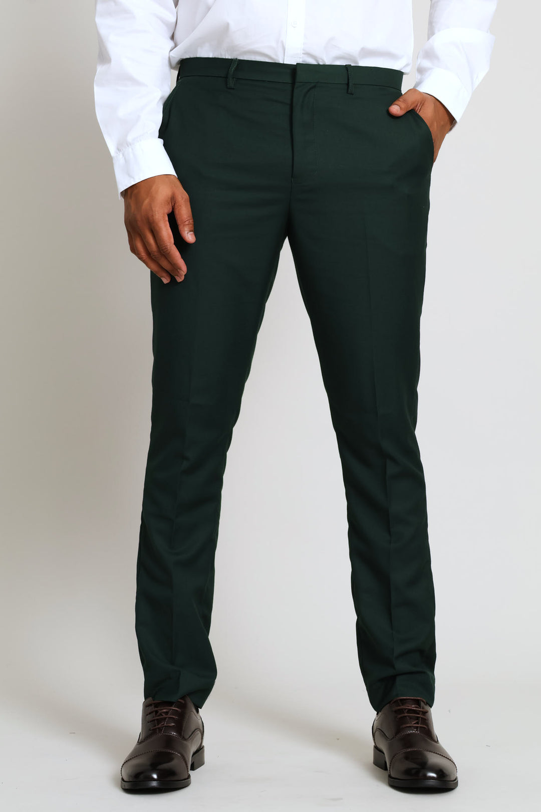 Slim Fit Viscose Blend Suit Trouser - Olive