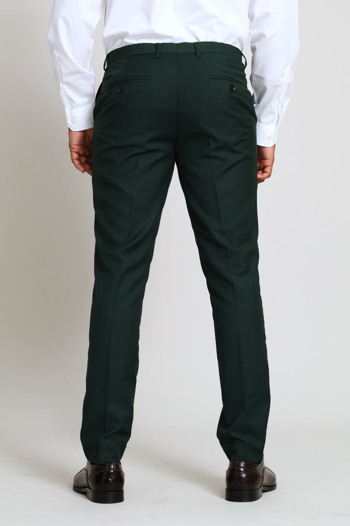Slim Fit Viscose Blend Suit Trouser - Olive