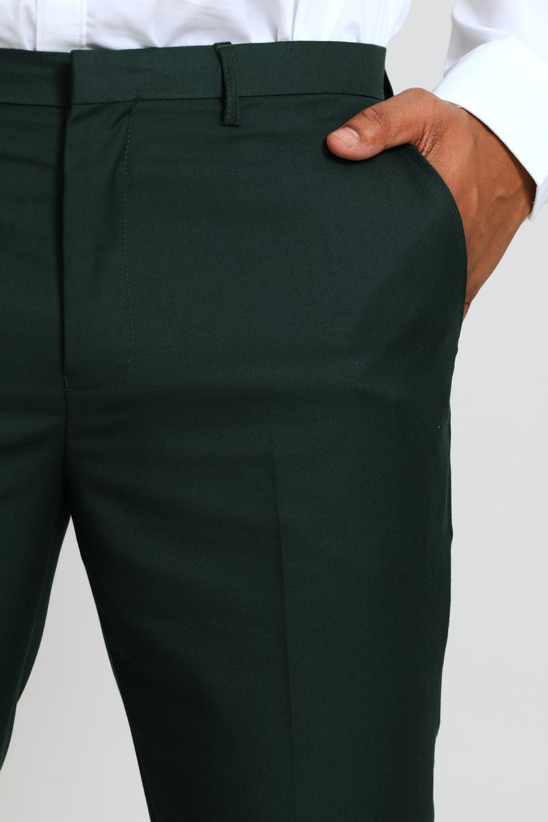 Slim Fit Viscose Blend Suit Trouser - Olive
