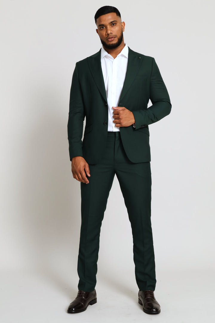 Slim Fit Viscose Blend Suit Jacket - Olive