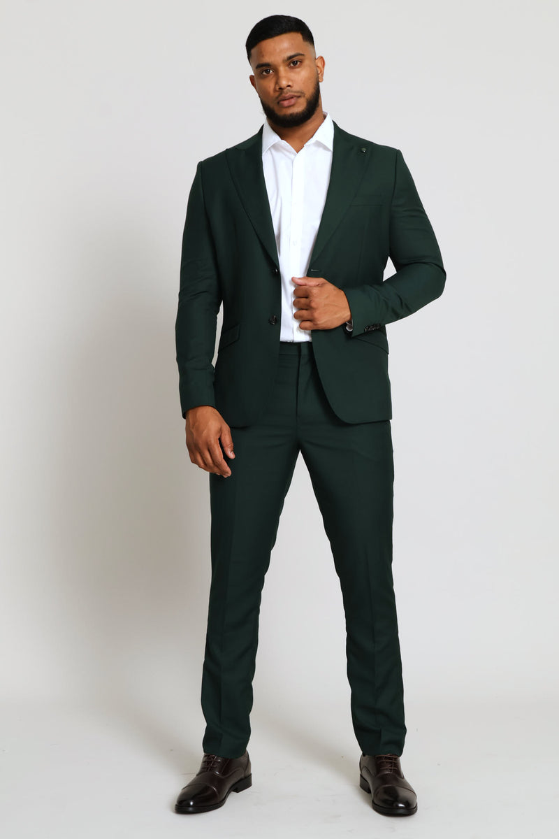 Slim Fit Viscose Blend Suit Jacket - Olive