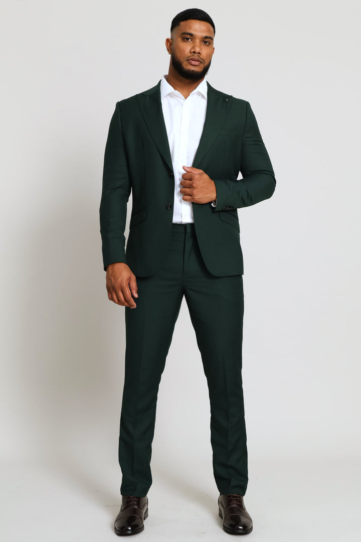 Slim Fit Viscose Blend Suit Trouser - Olive