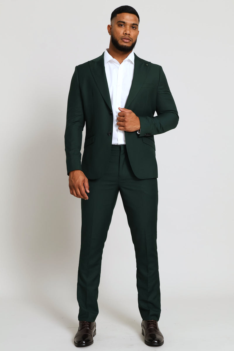 Slim Fit Viscose Blend Suit Trouser - Olive