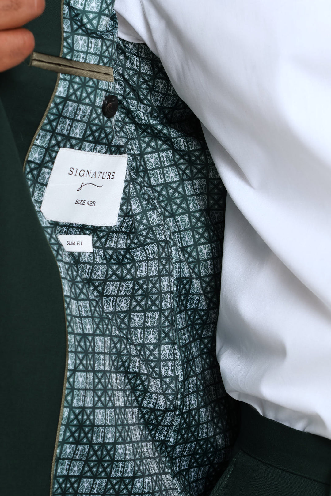 Slim Fit Viscose Blend Suit Jacket - Olive
