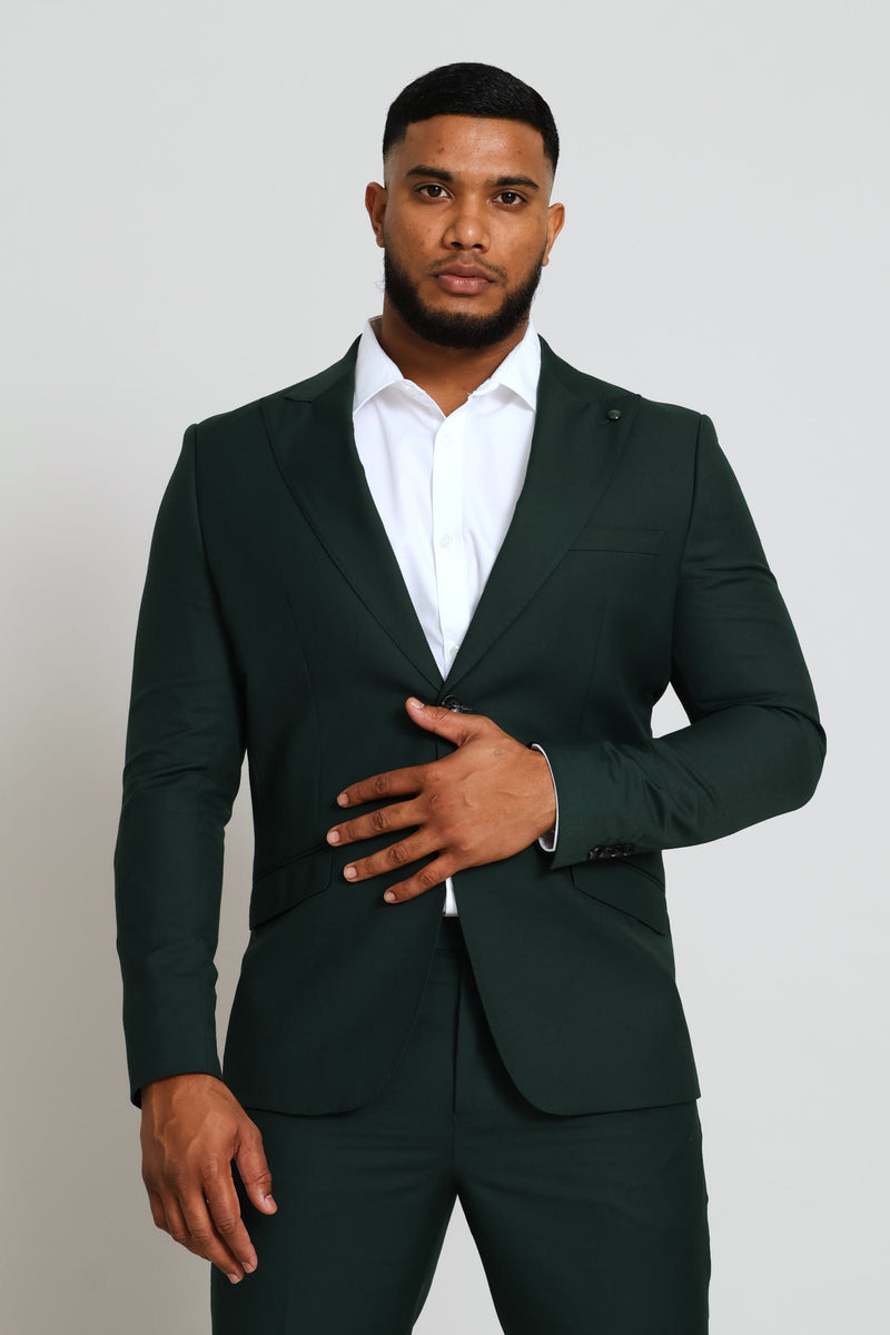 Slim Fit Viscose Blend Suit Jacket - Olive