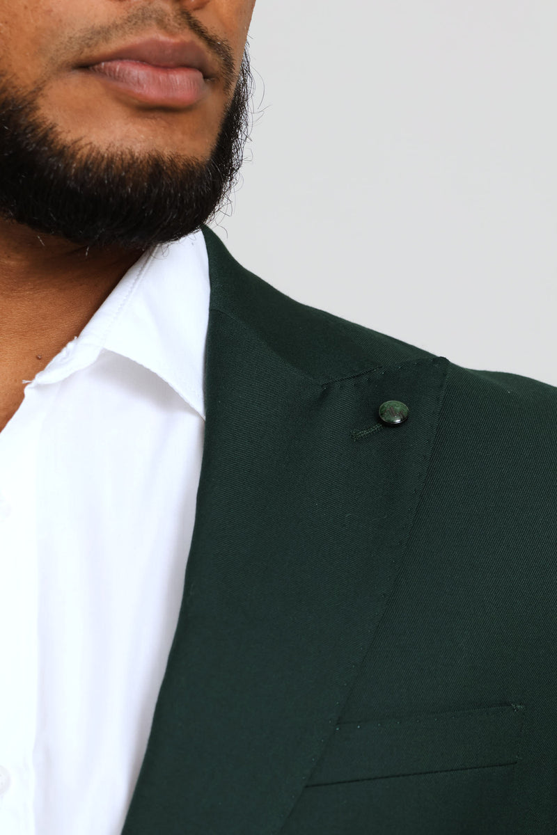 Slim Fit Viscose Blend Suit Jacket - Olive