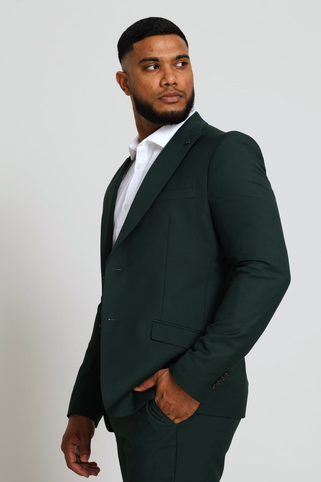 Slim Fit Viscose Blend Suit Jacket - Olive