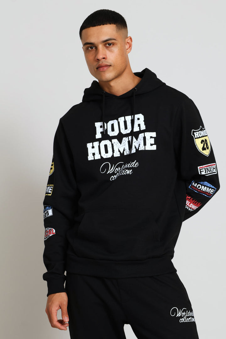Homme Print Hoody - Black