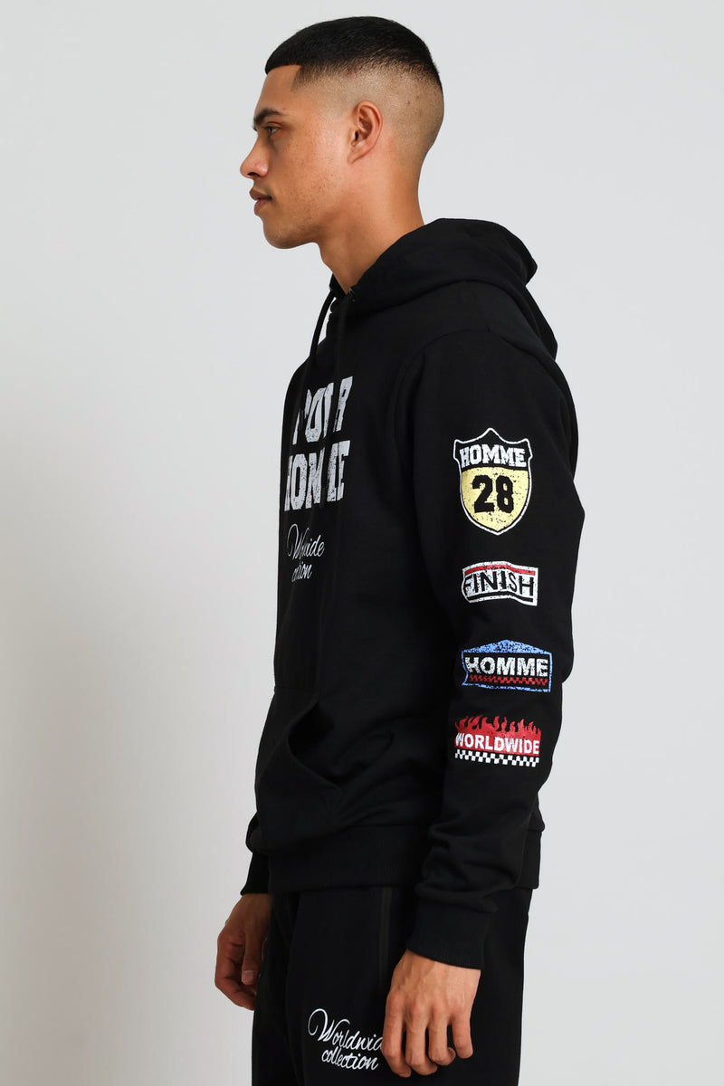 Homme Print Hoody - Black