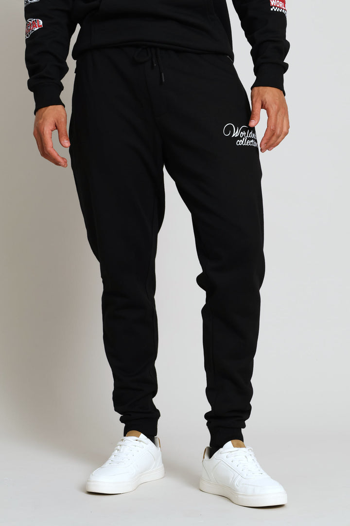 Homme Print Joggers - Black