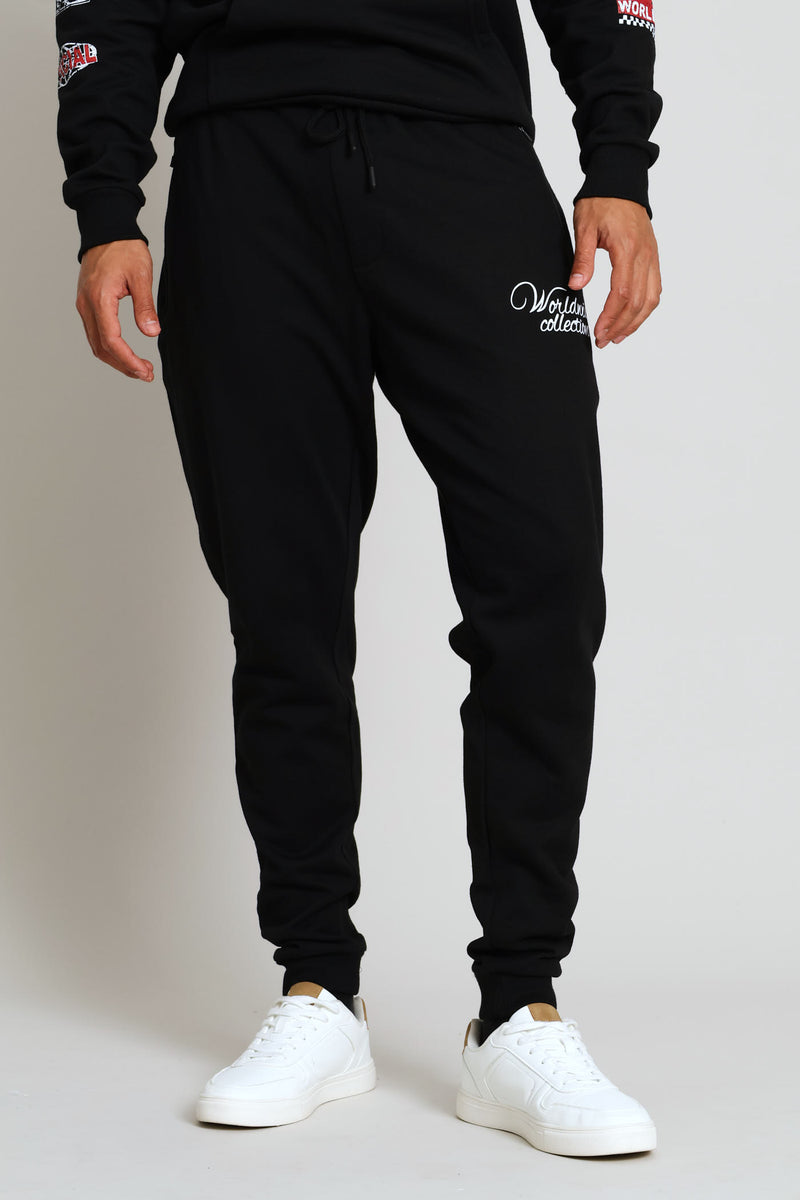 Homme Print Joggers - Black