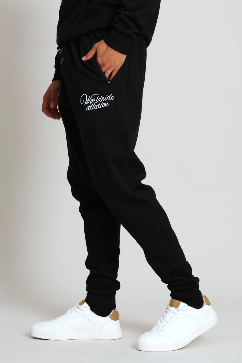 Homme Print Joggers - Black