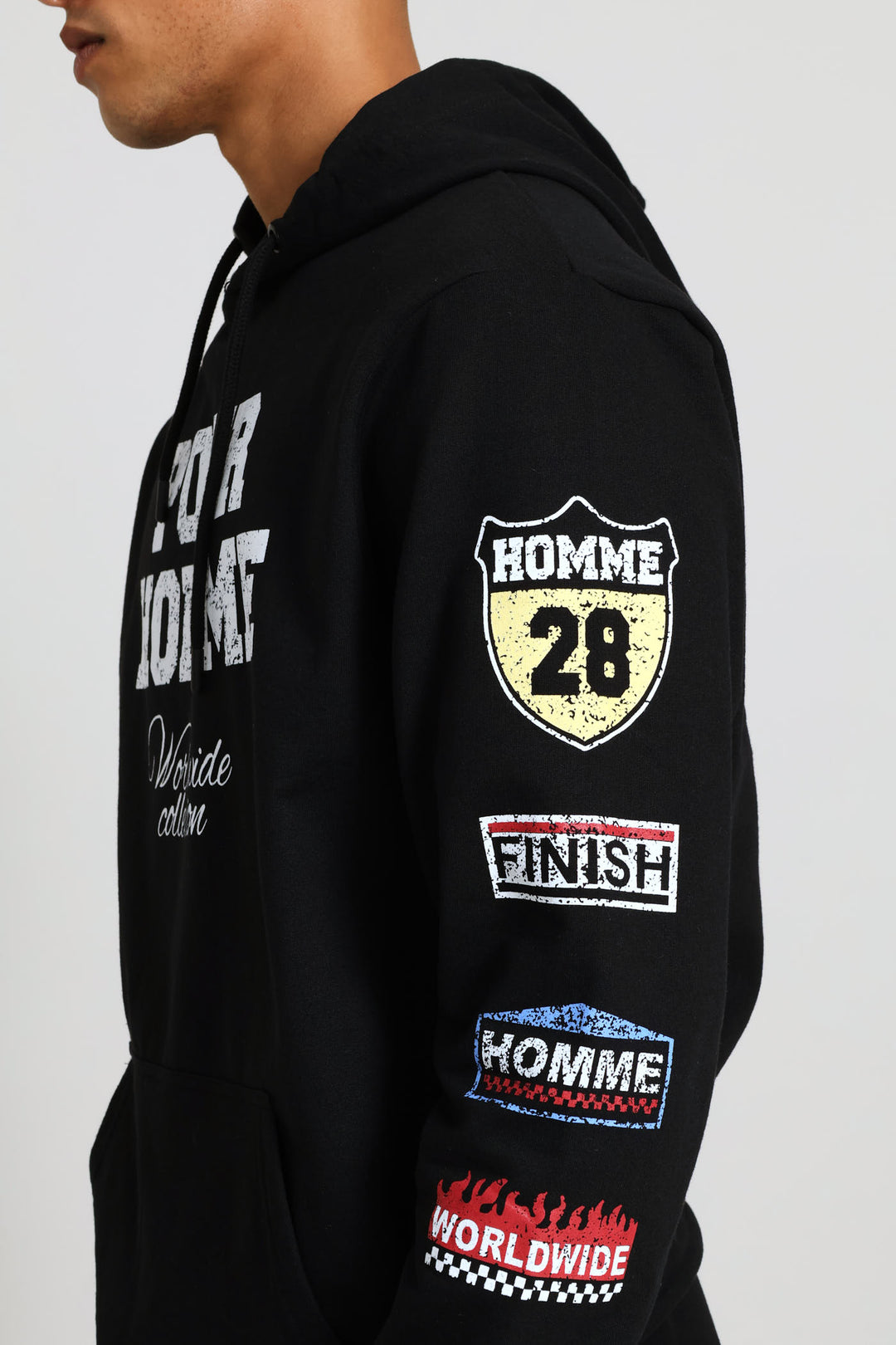 Homme Print Hoody - Black