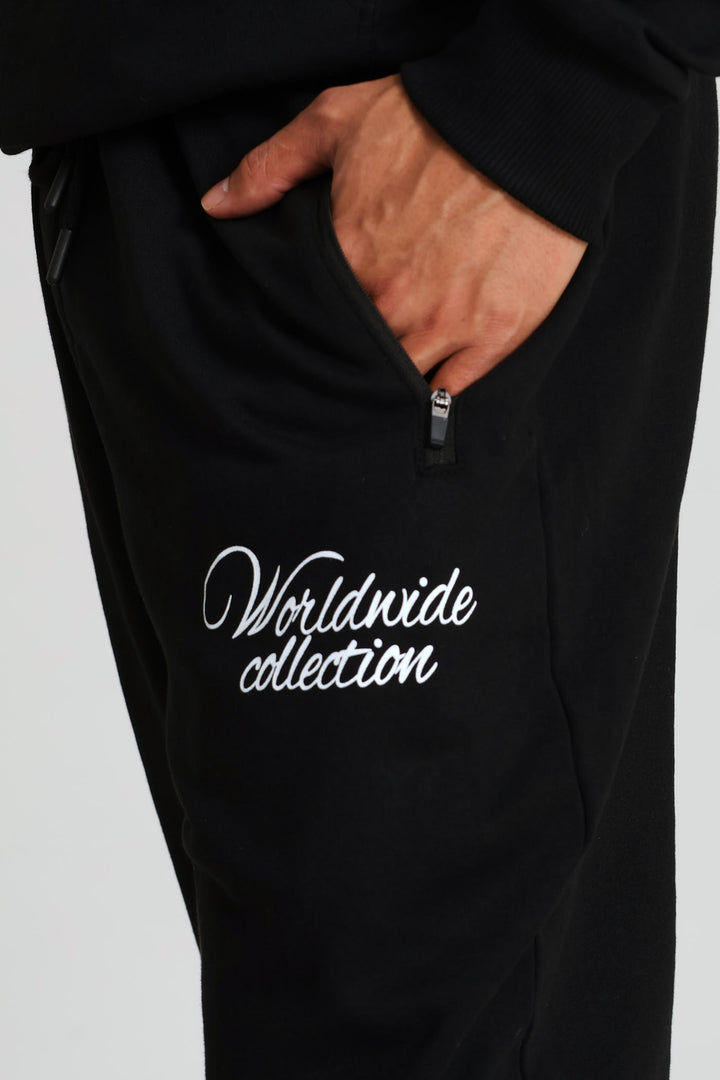 Homme Print Joggers - Black