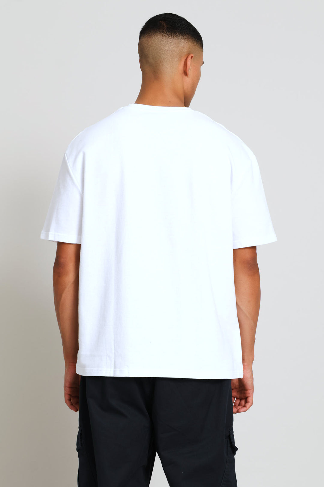 Short Sleeve Boxy Fleece Tee - White